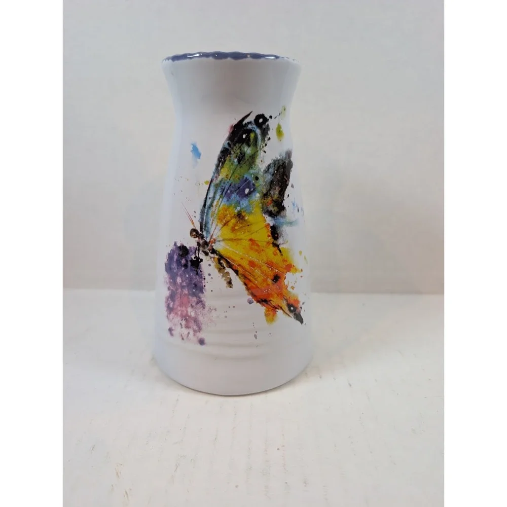 Dean Crouser DEMDACO Butterfly Vase & Trinket Dish Set Watercolor Stoneware
